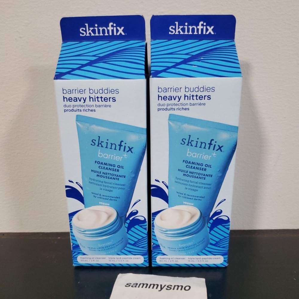 skinfix barrier buddies heavy hitters, foaming cleanser & peptide cream x2 boxes